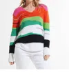 Zaket & Plover Chunky Cotton V Pull Over Sweater In White Multi In Multi