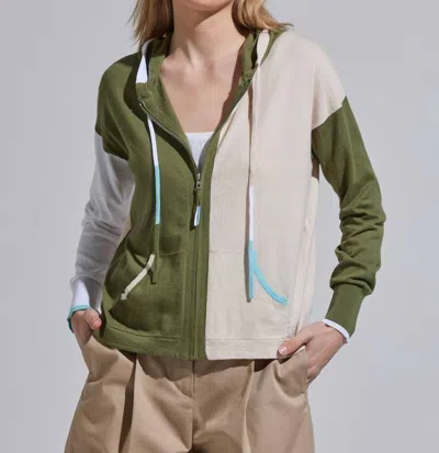 Zaket & Plover Colorblock Hoodie Sweater In Alabaster In White