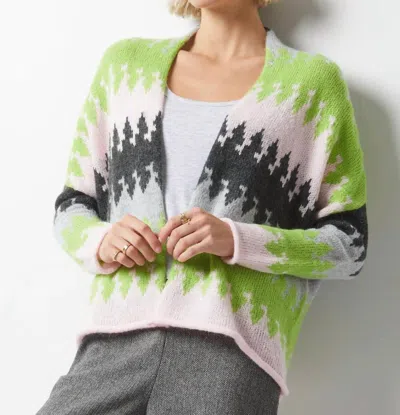 Zaket & Plover Colorburst Open Front Cardigan In Molten In Green