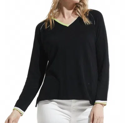 Zaket & Plover Colorful V-neck Sweater In Black