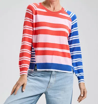 Zaket & Plover Crazy Stripe Sweater In Raspberry In Multi