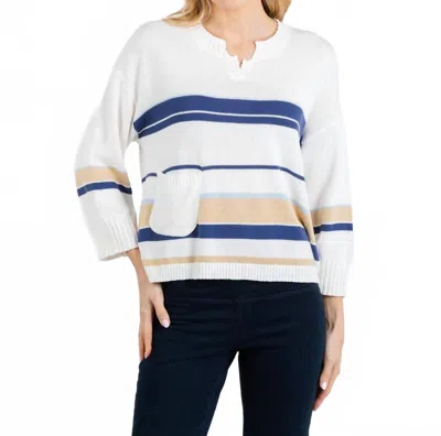 Zaket & Plover Crop Stripe Sweater In White/multi