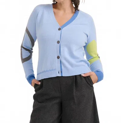 Zaket & Plover Flower & Peace Cardigan In Sky In Blue