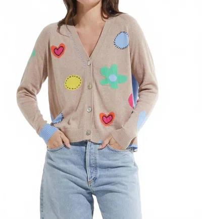 Zaket & Plover Flowers & Spots Cardigan In Oat In Multi