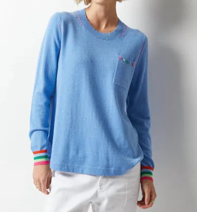Zaket & Plover Handwork Curve Sweater In Chambray In Blue