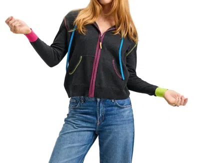 Zaket & Plover Heart Embroidered Long Sleeve Hoodie In Grey In Multi