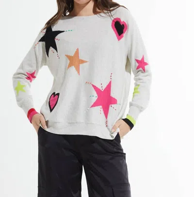 Zaket & Plover Hearts + Stars Sweater In Light Marl In Multi