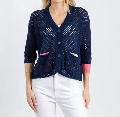 Zaket & Plover Holey Pocket Cardigan In Marine In Blue