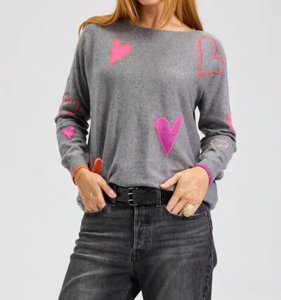 Zaket & Plover Intarsia Heart Sweater In Cloud In Gray