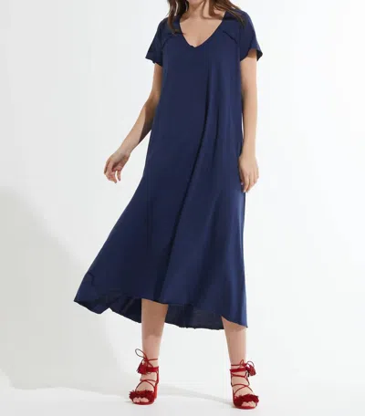 Zaket & Plover Maxi V-neck Dress In Ink In Blue
