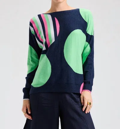 Zaket & Plover Mega Dot Sweater In Denim In Blue