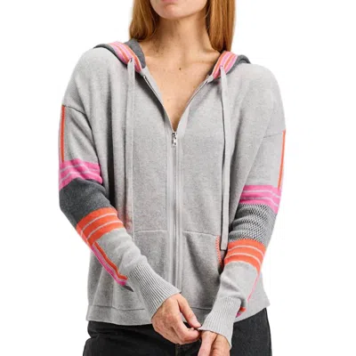 Zaket & Plover Multi Media Zip Up Sweater In Grey In Gray