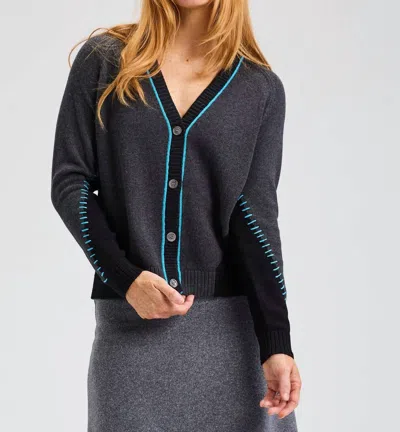 Zaket & Plover Panelled Button Stitch Cardigan In Chambray In Gray