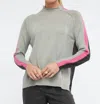 Zaket & Plover Racer Funnel Neck Sweater In Marl In Gray