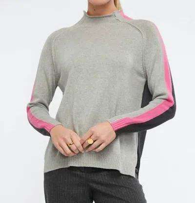 Zaket & Plover Racer Funnel Neck Sweater In Marl In Gray