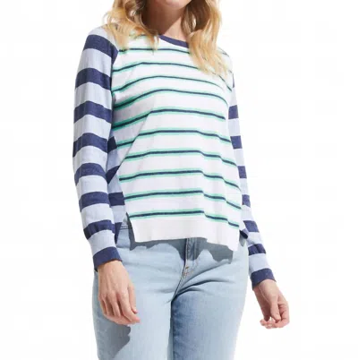 Zaket & Plover Raglan Stripe Sweater In Denim In Blue