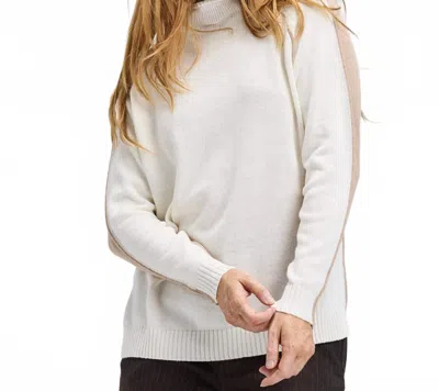 Zaket & Plover Reversible Block Funnel Sweater In Oat In White