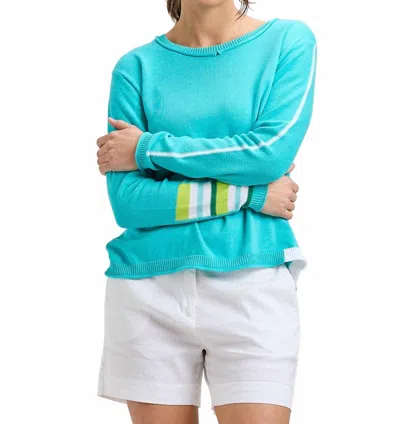 Zaket & Plover Roll Trim Long Sleeve Sweater In Aqua In Blue