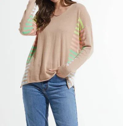 Zaket & Plover Side Stripe Sweater In Crema In Multi