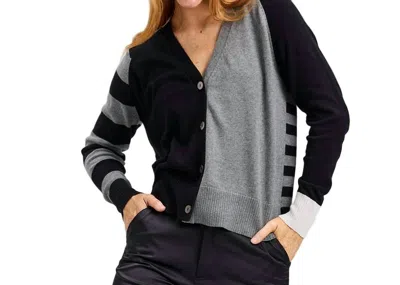 Zaket & Plover Split Button Front Cardigan In Black