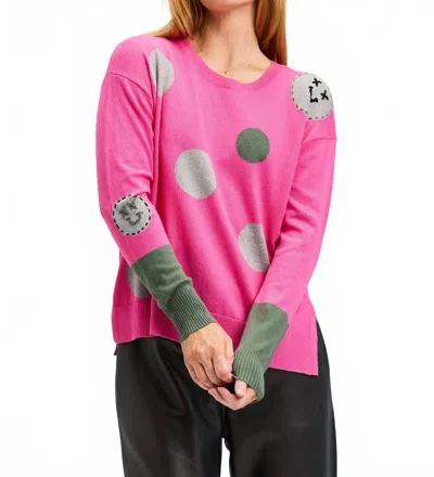 Zaket & Plover Spots Intarsia Sweater With Happy Face In Hot Pink