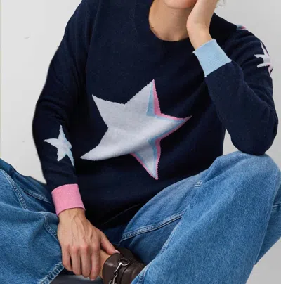 Zaket & Plover Stars Stripes Sweater In Dark Denim In Blue