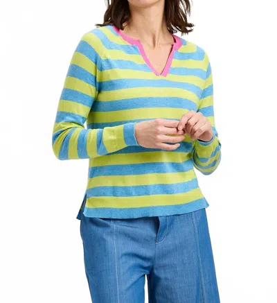 Zaket & Plover Stripe Knit Sweater In Lake In Animal Print