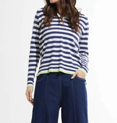 Zaket & Plover Stripe V-neck Sweater In White