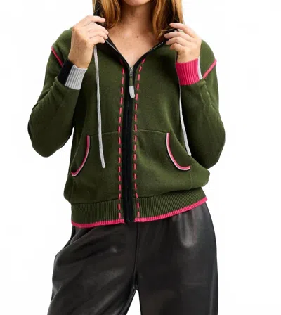 Zaket & Plover Whipstitch Hoodie In Olive In Multi