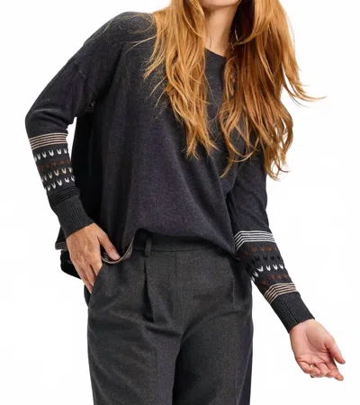 Zaket & Plover Women's Stripe Back Sweater In Charcoal In Blue