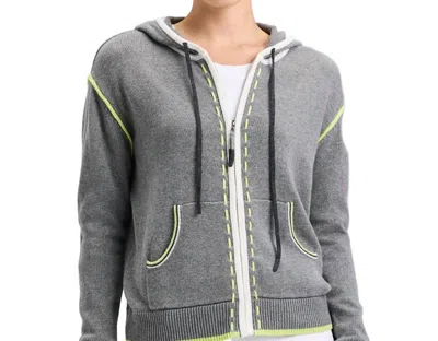 Zaket & Plover Zip Threaded Hoodie Sweater In Cloud In Gray