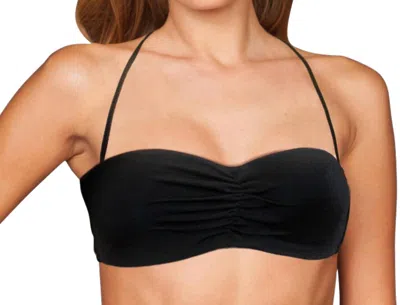 Zali Center Ruched Bandeau Bikini Top In Black