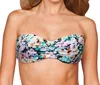 Zali Center Ruched Bandeau Bikini Top In Eden In Multi