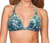 Zali Plunge Triangle Halter Bikini Top In Peacock Bandana In Green