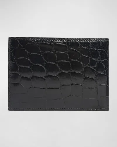 Zambezi Grace Men's Bi-fold Crocodile Leather Wallet In Black