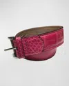Zambezi Grace Men's Crocodile Leather Dress Belt In Flamingo