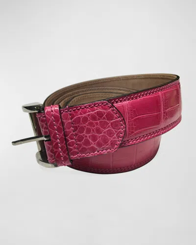 Zambezi Grace Men's Crocodile Leather Dress Belt In Flamingo