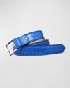 Zambezi Grace Men's Crocodile Leather Dress Belt In Iris Blue
