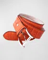 Zambezi Grace Men's Crocodile Leather Dress Belt In Tangerine