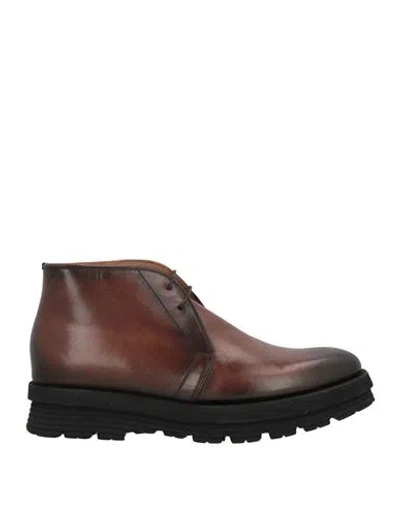 Zampiere Man Ankle Boots Brown Size 8 Leather