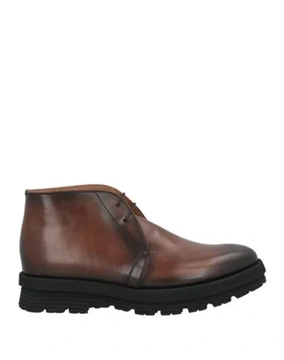Zampiere Man Ankle Boots Brown Size 9 Leather