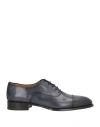 Zampiere Man Lace-up Shoes Navy Size 9 Leather In Blue