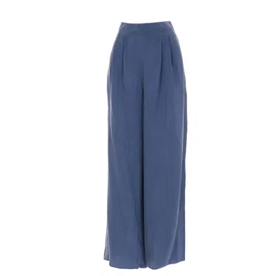 Zamsee Women's Cupro Loose Trousers - Dolphin Blue