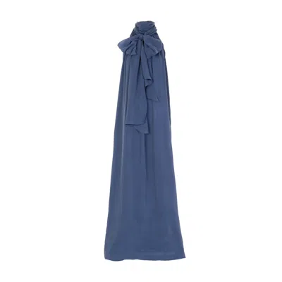 Zamsee Women's Scarf Detail Maxi Dress – Dolphin Blue