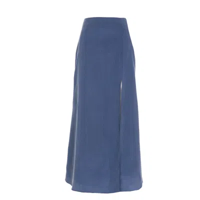 Zamsee Women's Side Slit Long Skirt – Dolphin Blue