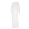 Zamsee Women's White Silk Floor-length Blouse With Side Slit
