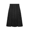 Zan Studio Women's Black Army Pleated Green Skirt With Side Pockets In Black