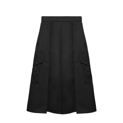 Zan Studio Women's Black Army Pleated Green Skirt With Side Pockets