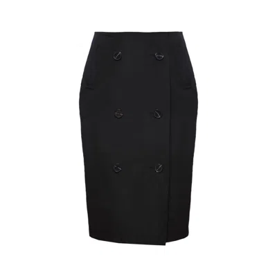 Zan Studio Women's Black Double Buttoned Straight Skirt