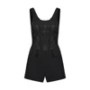 Zan Studio Women's Black Gabardine Playsuit With Tulle Top In Black